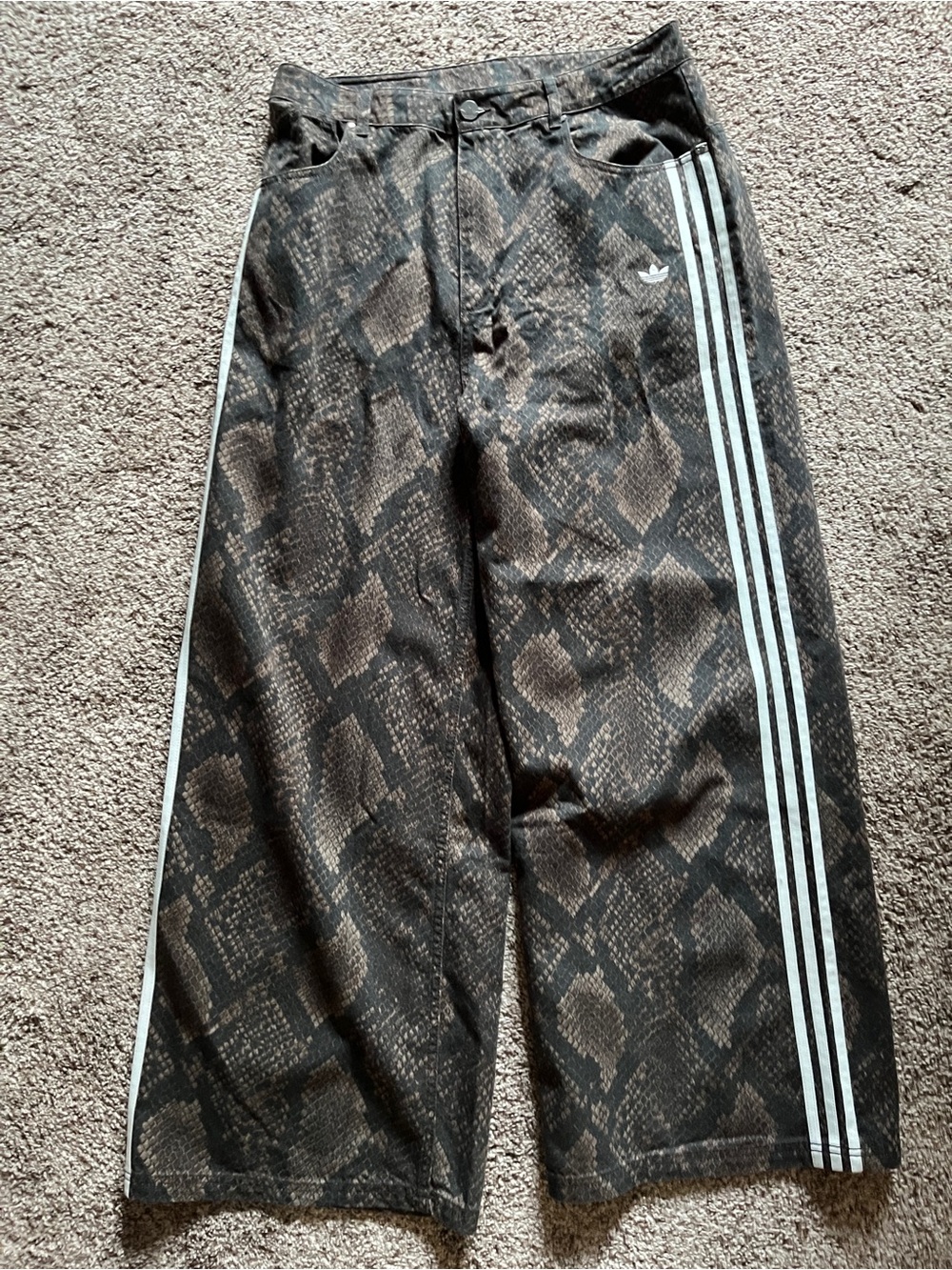 adidas Snake-Pattern Pants in Black and Brown